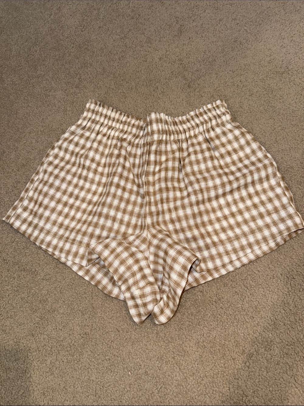 Reformation Mila linen shorts in Dunes Check Size XS EUC
